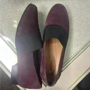Clarks Burgundy Suede Low Heel Loafers